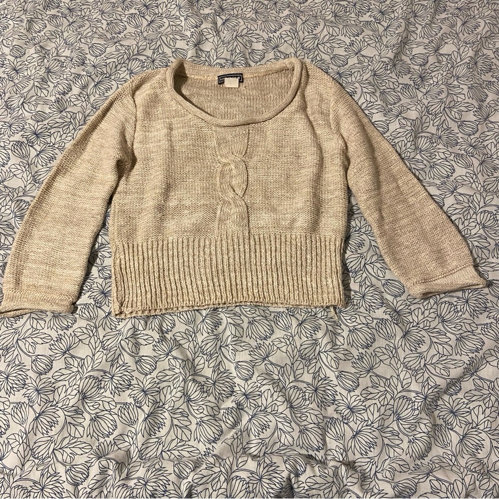 Beige cropped knit sweater
